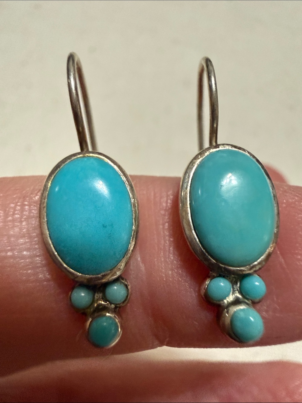 Sterling Silver 925 Turquoise Drop Earrings - Picture 2 of 6